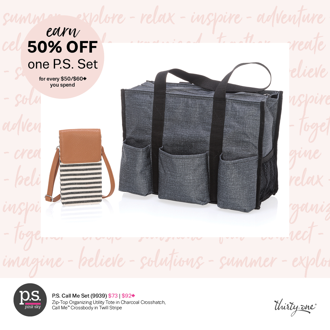 Crossbody organizing tote online by 31